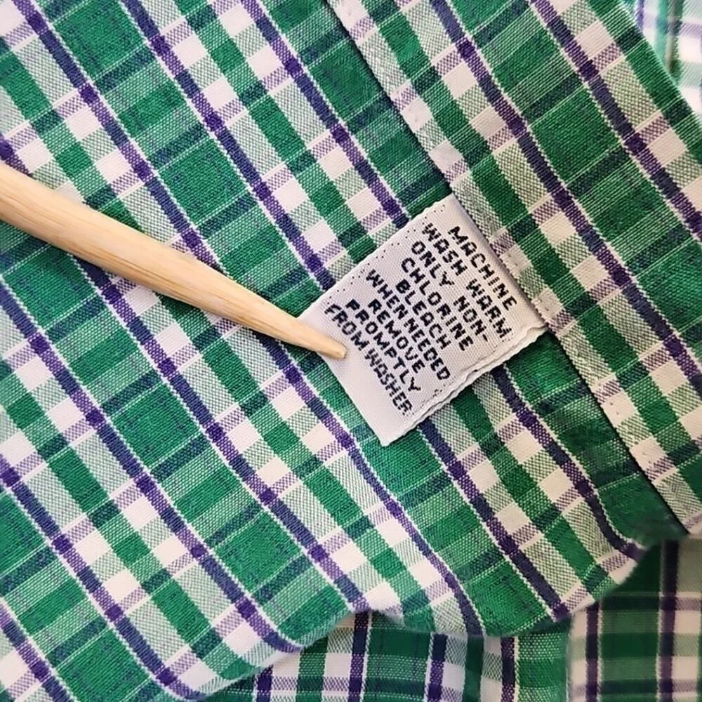 Polo Ralph Lauren‎ Shirt Blake Men's Size Large Green Plaids Purple Pony EUC LN